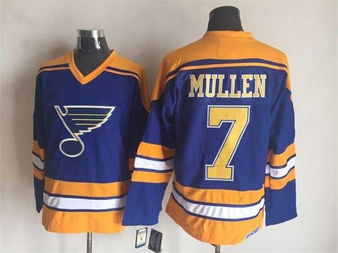 Men's St. Louis Blues #7 Joe Mullen Blue Throwback CCM Jersey