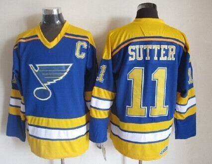 Men's St. Louis Blues #11 Brian Sutter Blue Throwback CCM Jersey