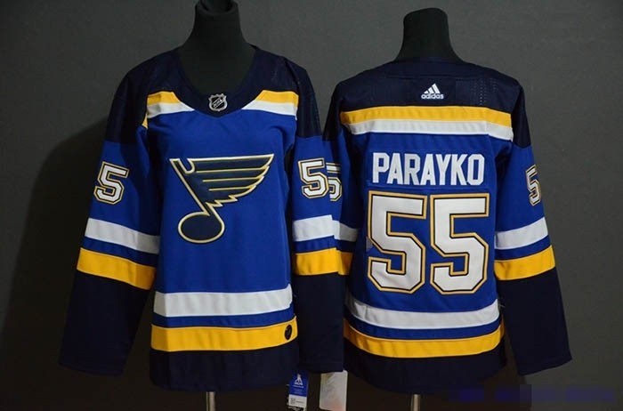 Women St. Louis Blues #55 Colton Parayko Blue Adidas Jersey