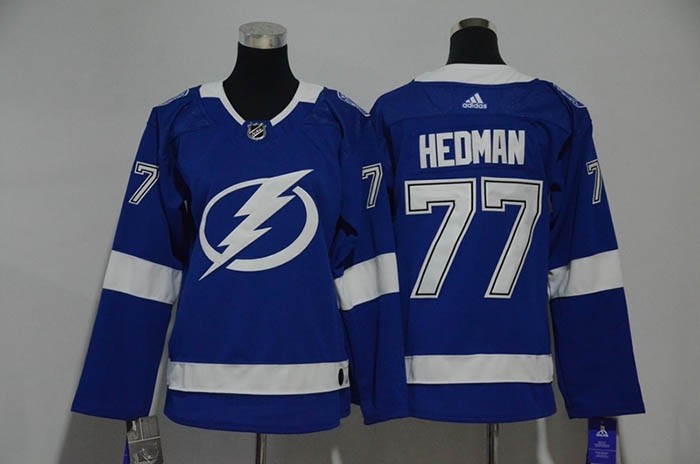 Women Tampa Bay Lighting #77 Victor Hedman Blue Adidas Jersey