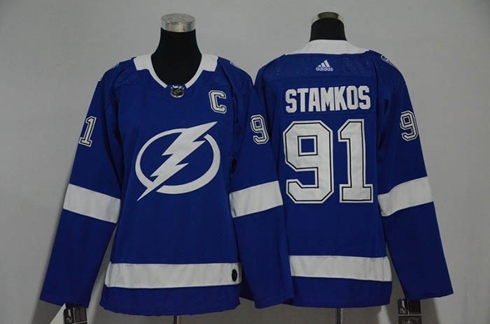 Women Tampa Bay Lighting #91 Steven Stamkos Blue Adidas Jersey