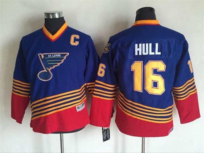 Youth St. Louis Blues #16 Brett Hull 1995 Blue Throwback CCM Jersey