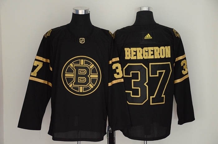 NHL Boston Bruins #37 Patrice Bergeron Black Gold Adidas Jersey