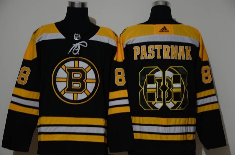 NHL Boston Bruins #88 David Pastrnak Black Team Logo Adidas Jersey