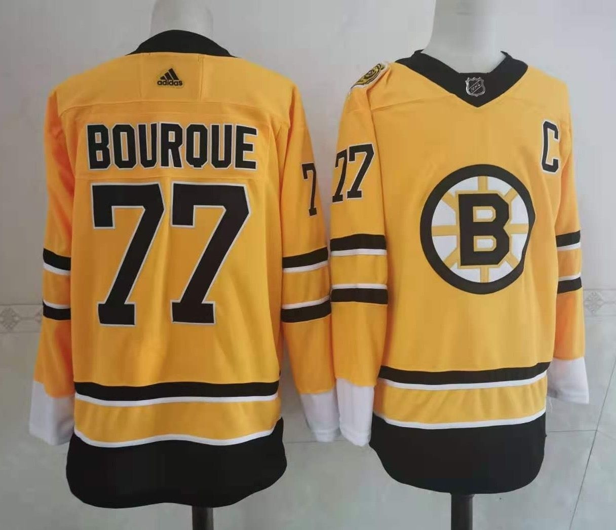 Men's Boston Bruins #77 Ray Bourque Yellow Adidas 2020-21 Reverse Retro Alternate NHL Jersey