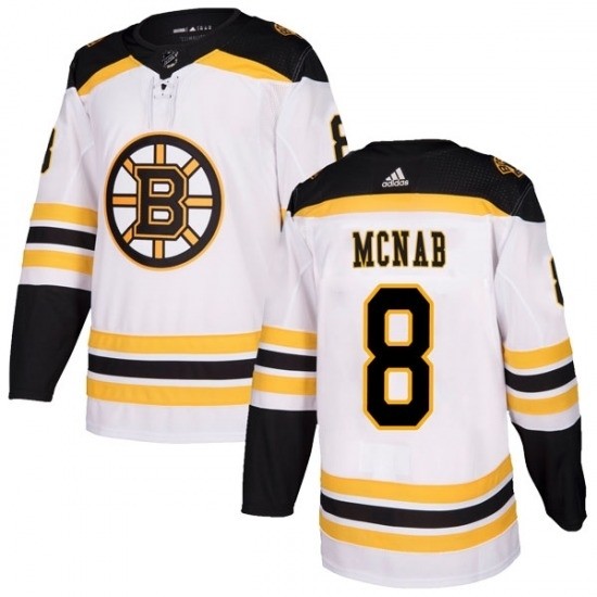 NHL Boston Bruins #8 Peter Mcnab White Away Authentic Stitched NHL Adidas Jersey