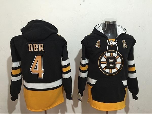 NHL Boston Bruins #4 Bobby Orr Black All Stitched Hooded Sweatshirt