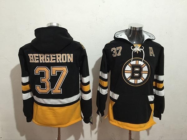 NHL Boston Bruins #37 Patrice Bergeron Black All Stitched Hooded Sweatshirt