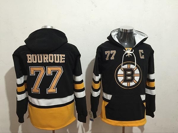 NHL Boston Bruins #77 Ray Bourque Black All Stitched Hooded Sweatshirt