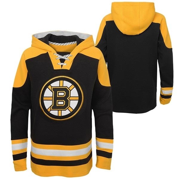 Men's Boston Bruins Black Ageless Must-Have Lace-Up Pullover Hoodie