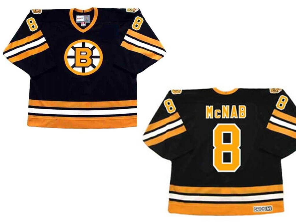 NHL Boston Bruins #8 PETER McNAB 1978 CCM Vintage Throwback Black Hockey Jersey