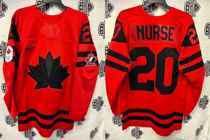 Men's 2022 Team Canada Olympic #20 Sarah Nurse Red Nike Hockey Jersey