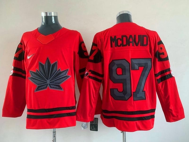 Men's 2022 Team Canada Olympic #97 Connor McDavid Red Nike Hockey Jersey