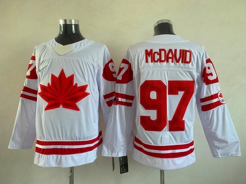 Men's 2022 Team Canada Olympic #97 Connor McDavid White Nike Hockey Jersey