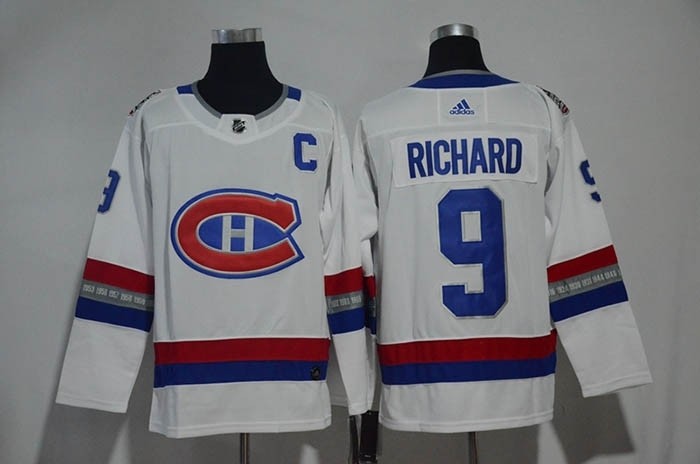 NHL Montreal Candiens #9 Maurice Richard White 100th Classic Premier Jersey