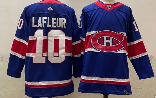 Montreal Canadiens #10 Guy Lafleur Blue Men's Adidas 2020-21 Reverse Retro Alternate NHL Jersey