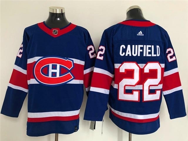 Montreal Canadiens #22 Cole Caufield Royal Blue 2020-21 Reverse Retro Jersey