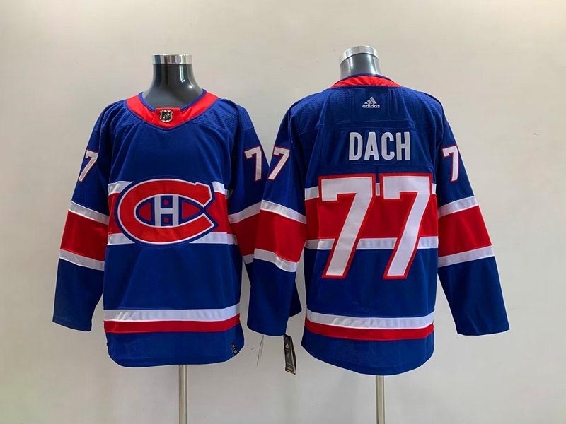 Men's Montreal Canadiens#77 Kirby Dach Blue Adidas 2020-21 Reverse Retro Alternate NHL Jersey