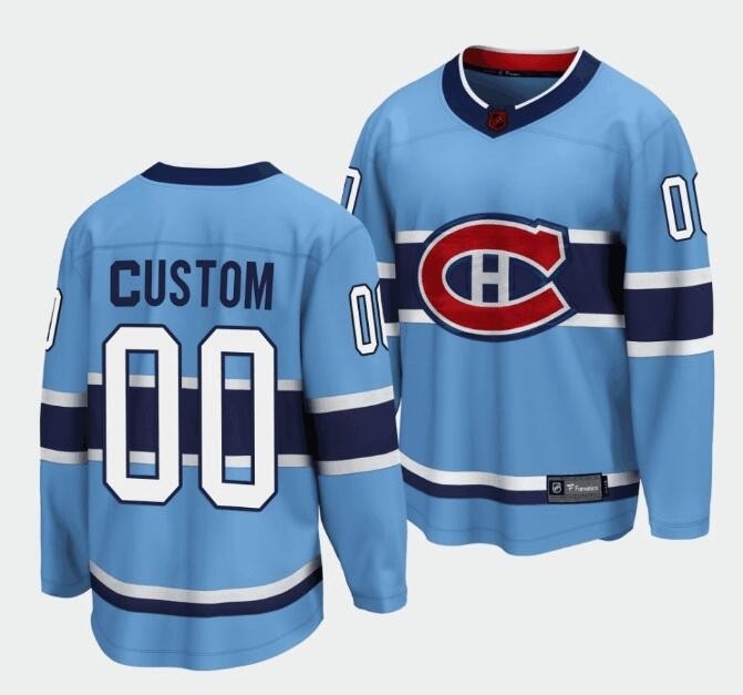 Men's Montreal Canadiens Custom Blue 2022-23 Reverse Retro Stitched Jersey(Name and number remark in comment column)