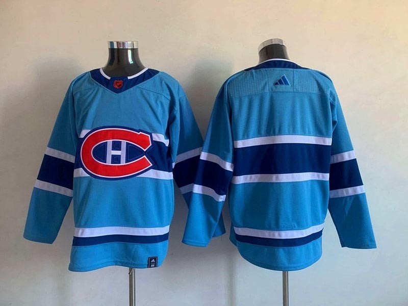 Men's Montreal Canadiens Blank Light Blue 2022-23 Reverse Retro Stitched Jersey