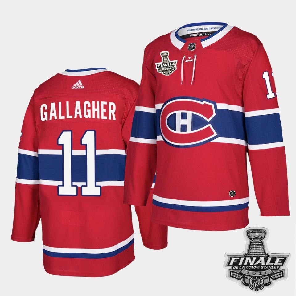 Men's Montreal Canadiens #11 Brendan Gallagher Red Home Authentic 2021 NHL Stanley Cup Final Patch Jersey