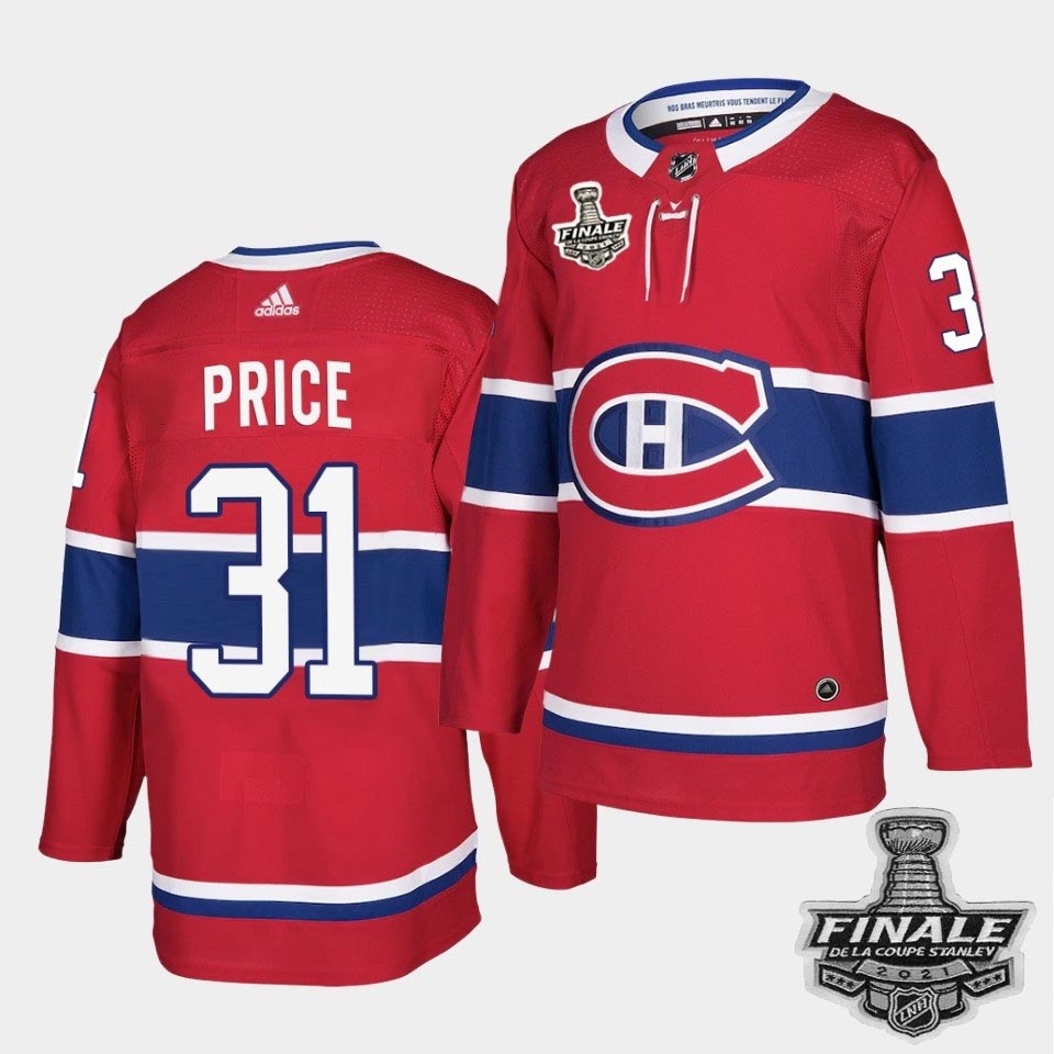 Men's Montreal Canadiens #31 Carey Price Red Home Authentic 2021 NHL Stanley Cup Final Patch Jersey