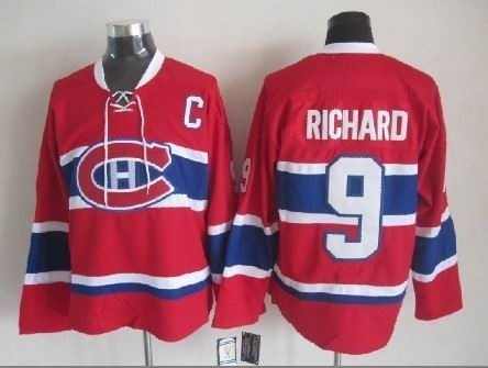 Men's Montreal Canadiens #9 Maurice Richard 1970-71 Red Throwback CCM Jersey