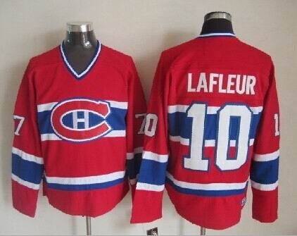 Men's Montreal Canadiens #10 Guy Lafleur Red Throwback CCM Jersey