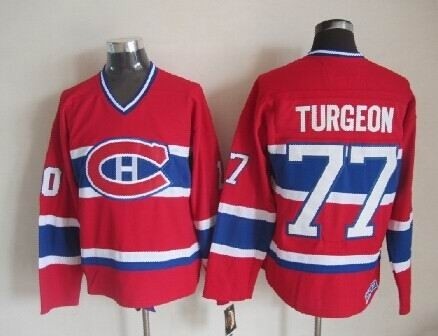 Men's Montreal Canadiens #77 Pierre Turgeon Red Throwback CCM Jersey