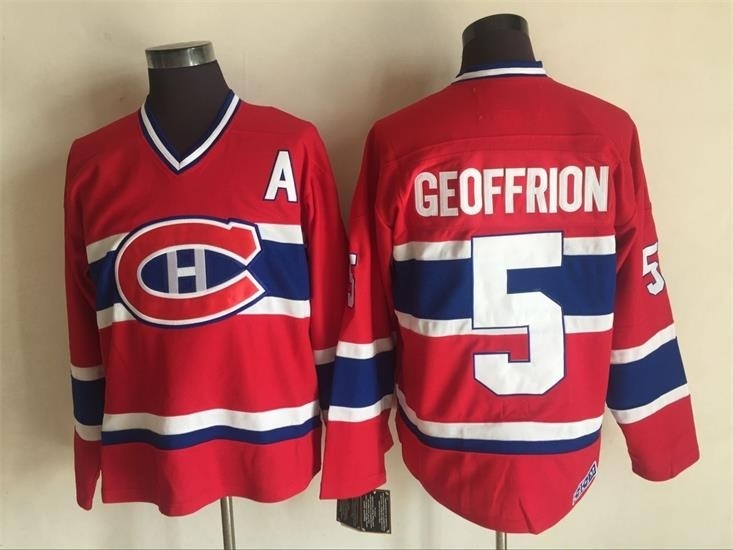 Men's Montreal Canadiens #5 Bernie Geoffrion Red Throwback CCM Jersey