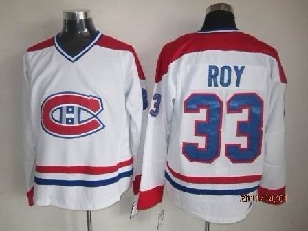 Men's Montreal Canadiens #33 Patrick Roy White Throwback CCM Jersey