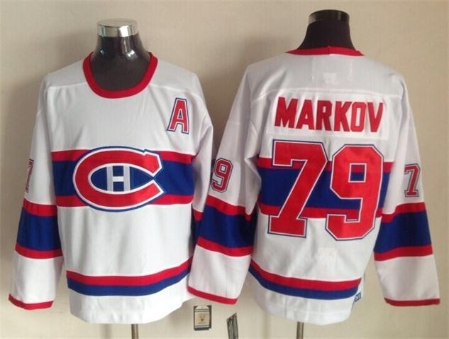 Men's Montreal Canadiens #79 Andrei Markov White Throwback CCM Jersey