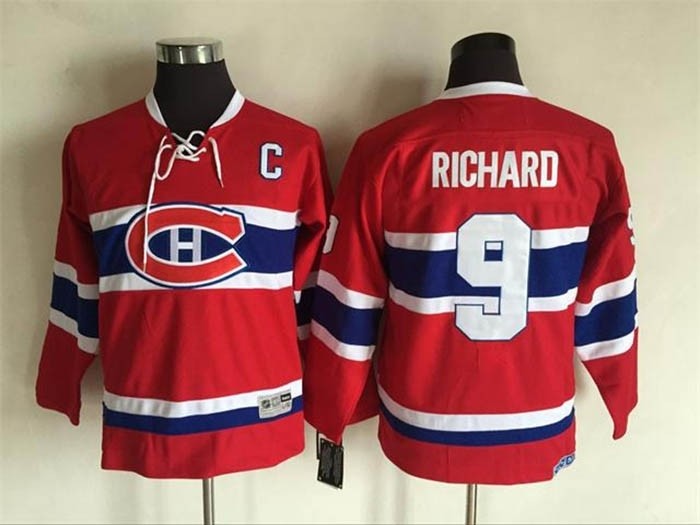 Youth Montreal Canadiens #9 Maurice Richard 1970-71 Red Throwback CCM Jersey