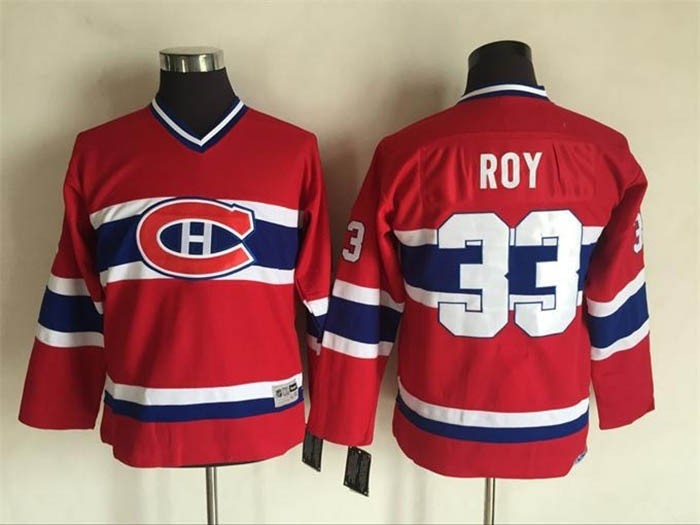 Youth Montreal Canadiens #33 Patrick Roy Red Throwback CCM Jersey