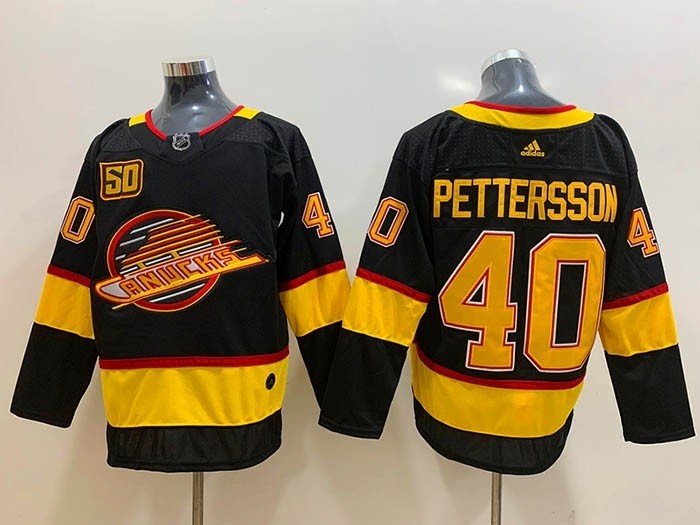 NHL Vancouver Canucks #40 Elias Pettersson Black 50th Season Adidas Jersey