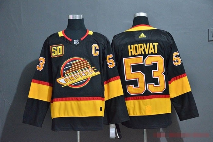 NHL Vancouver Canucks #53 Bo Horvat Black with C patch 50th Season Adidas Jersey