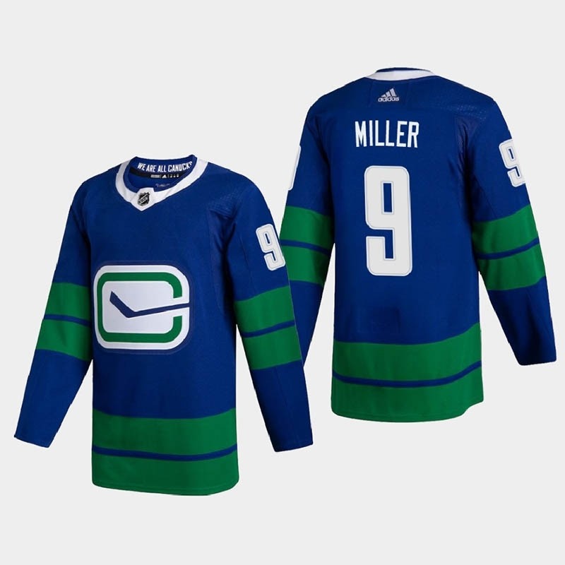 Men's Vancouver Canucks #9 JT Miller Blue Adidas 2020-21 Player Alternate NHL Jersey