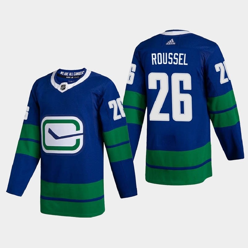 Men's Vancouver Canucks #26 Antoine Roussel Blue Adidas 2020-21 Player Alternate NHL Jersey