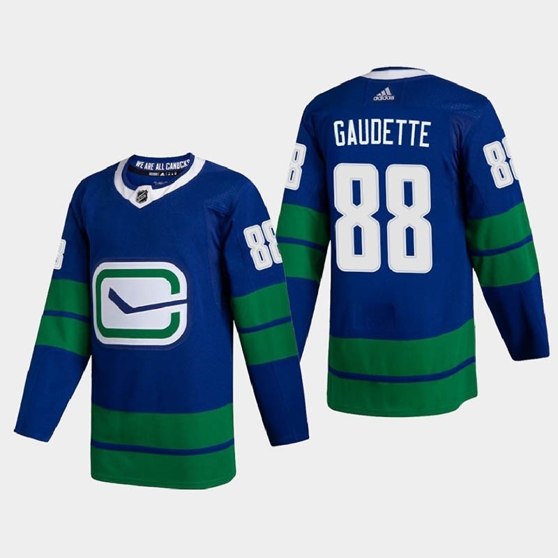 Men's Vancouver Canucks #88 Adam Gaudette Blue Adidas 2020-21 Player Alternate NHL Jersey