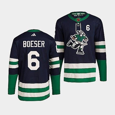 Men's Vancouver Canucks #6 Brock Boeser Navy 2022-23 Reverse Retro Stitched Jersey