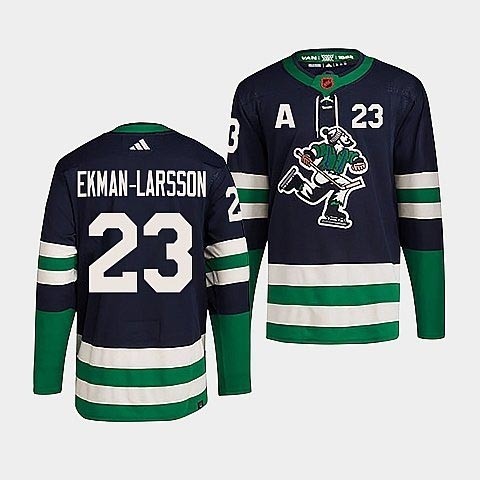 Men's Vancouver Canucks #23 Oliver Ekman-Larsson Navy 2022-23 Reverse Retro Stitched Jersey