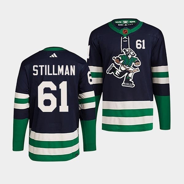 Men's Vancouver Canucks #61 Riley Stillman Navy 2022-23 Reverse Retro Stitched Jersey