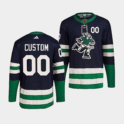 Men's Vancouver Canucks Custom Navy 2022-23 Reverse Retro Stitched Jersey(Name and number remark in comment column)