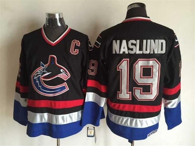 Men's Vancouver Canucks #19 Markus Naslund 2003-04 Black CCM Throwback Jersey