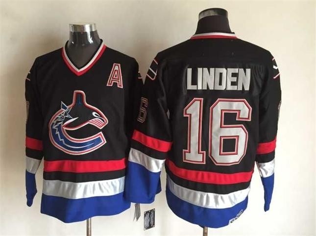 Men's Vancouver Canucks #16 Trevor Linden 2003-04 Black CCM Throwback Jersey