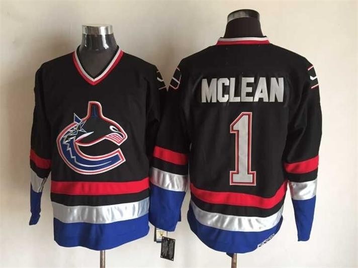 Men's Vancouver Canucks #1 Kirk Mclean 2003-04 Black CCM Throwback Jersey