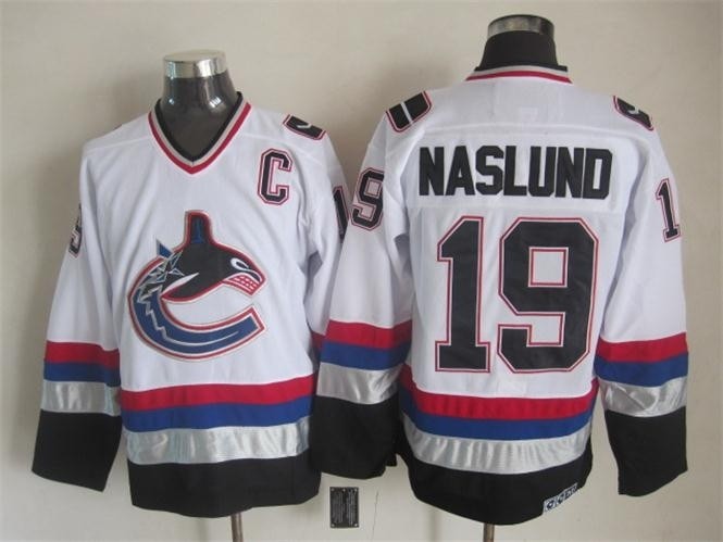 Men's Vancouver Canucks #19 Markus Naslund 1997-98 White CCM Throwback Jersey