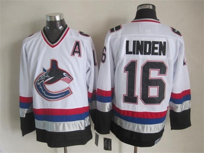 Men's Vancouver Canucks #16 Trevor Linden 1997-98 White CCM Throwback Jersey