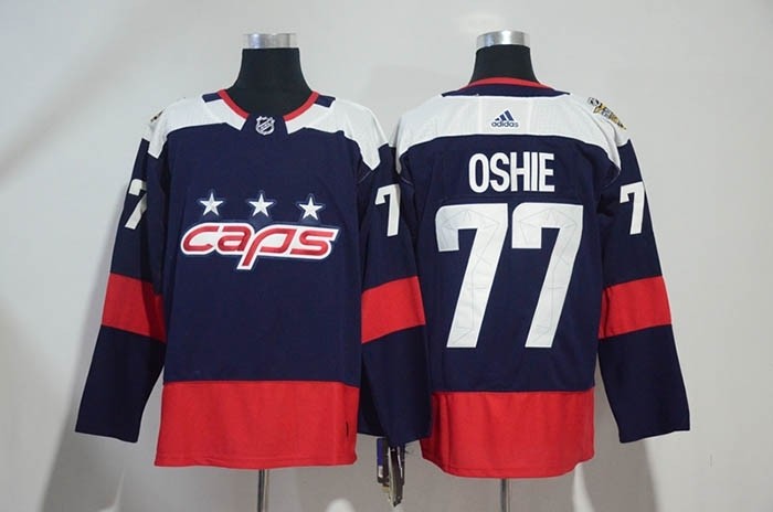 NHL Washington Capitals #77 T.J. Oshie Navy 2018 Stadium Series Premier Jersey