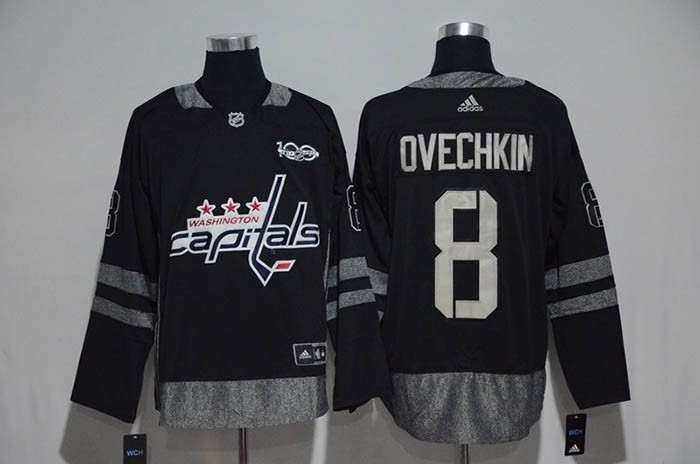 NHL Washington Capitals #8 Alex Ovechkin Black 100th Centennal Classic Premier Jersey